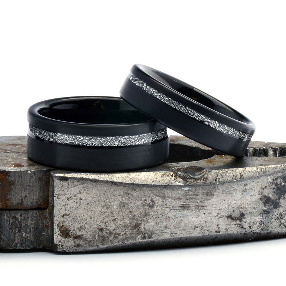 The Meteor - Tungsten / Meteorite Wedding Band Black