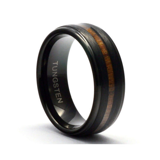 The John - Tungsten Koa Wood Men's Wedding Band Black