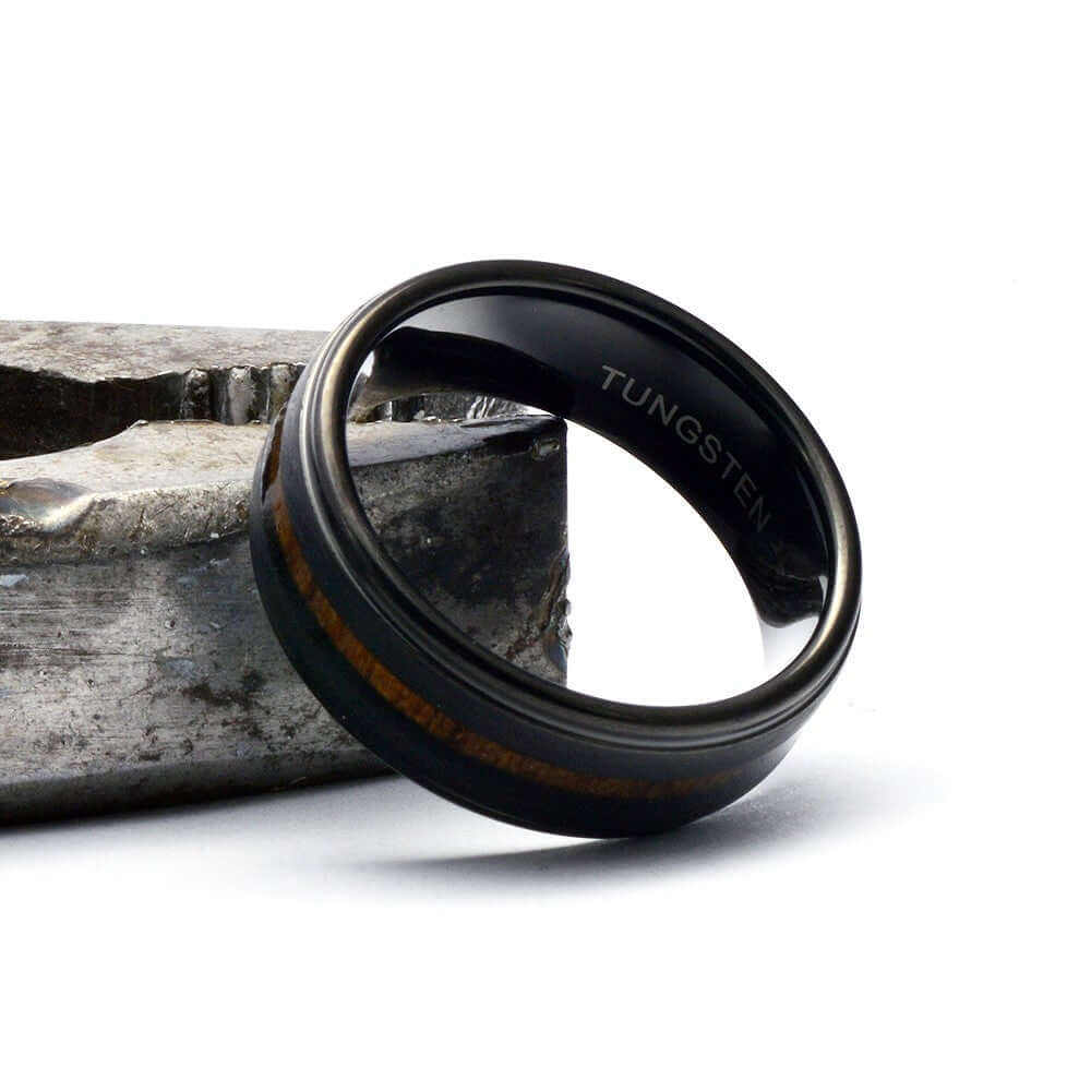 The John - Tungsten Koa Wood Men's Wedding Band Black
