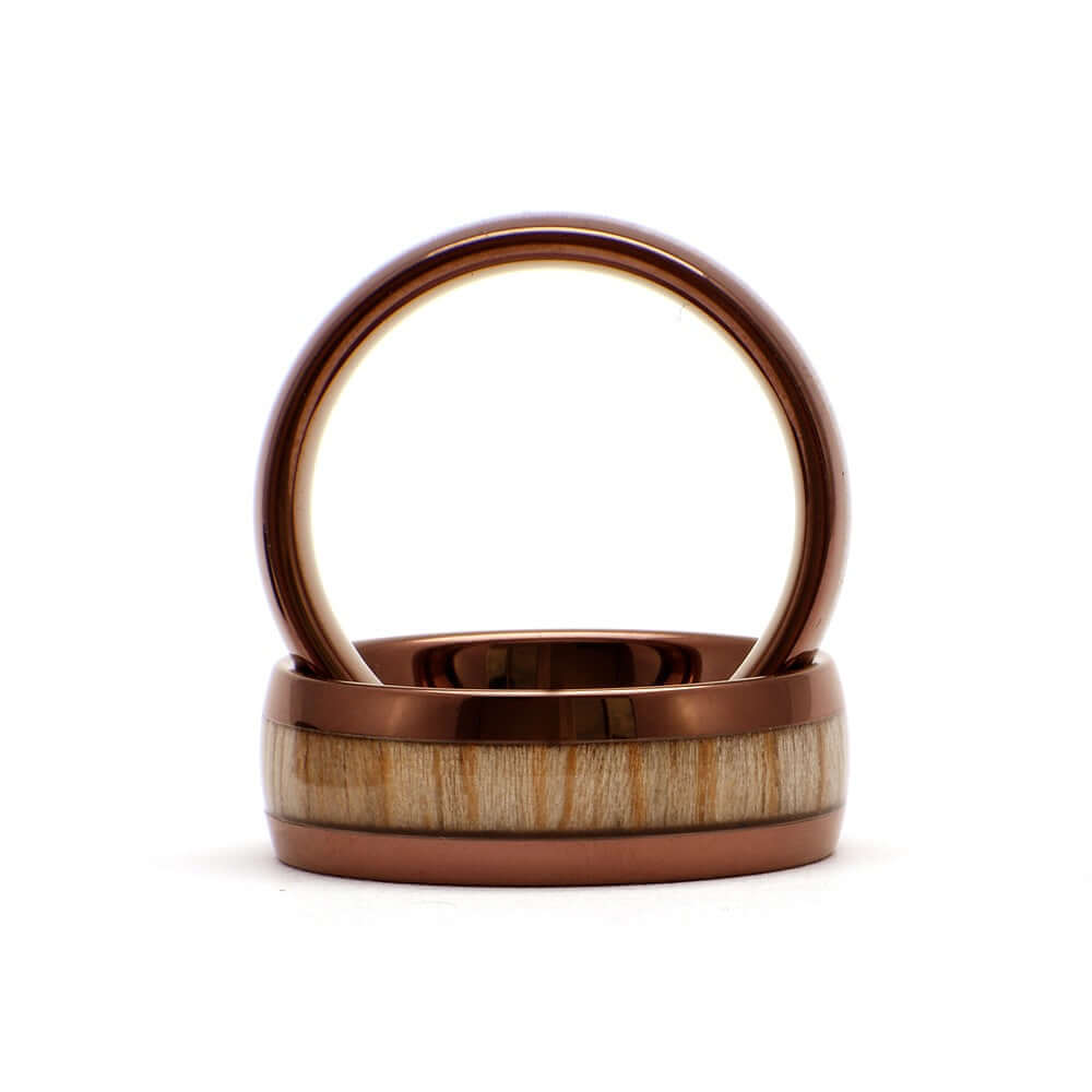 The Frank - Tungsten / Wood Men's Wedding Band Brown & Dome
