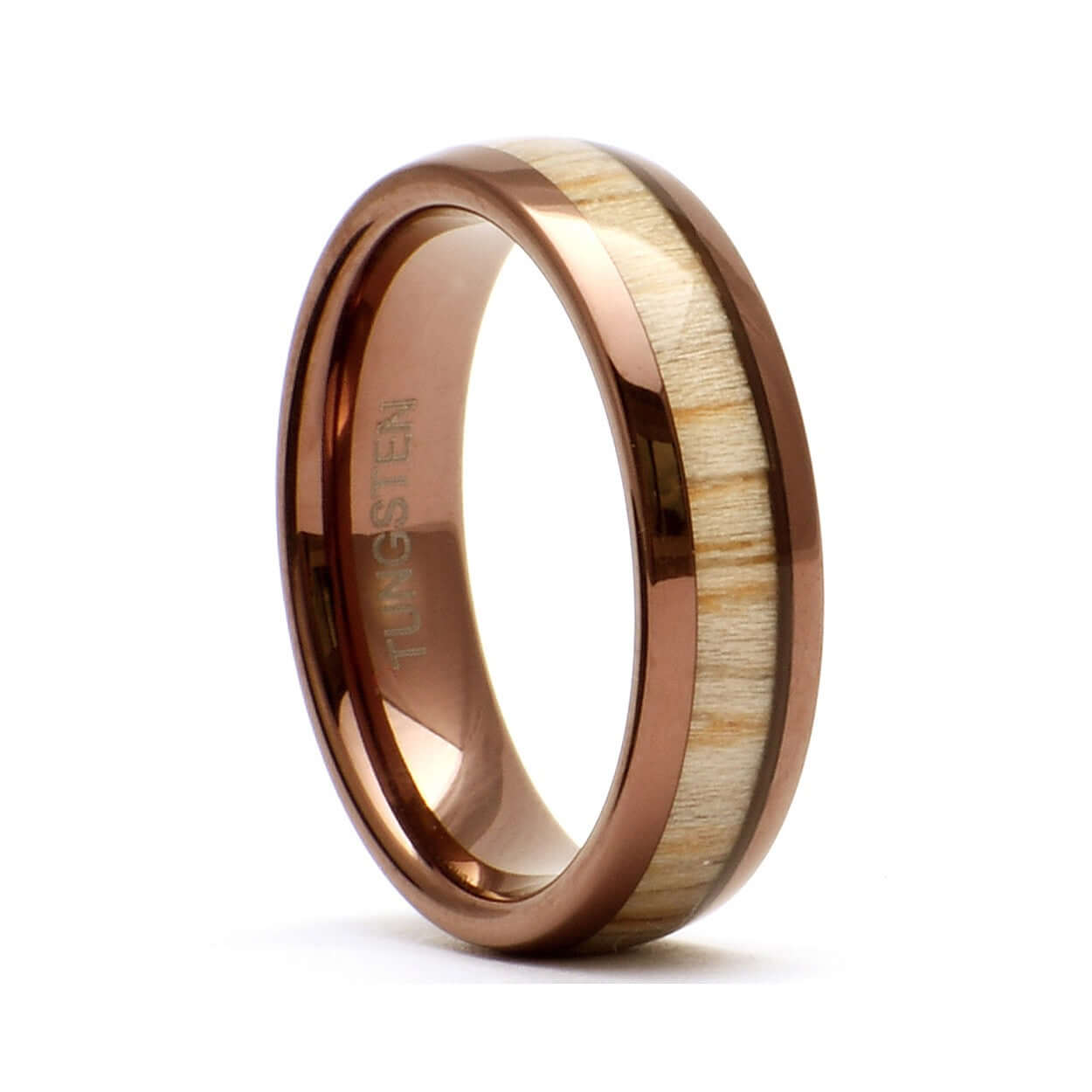 The Frank - Tungsten / Wood Men's Wedding Band Brown & Dome