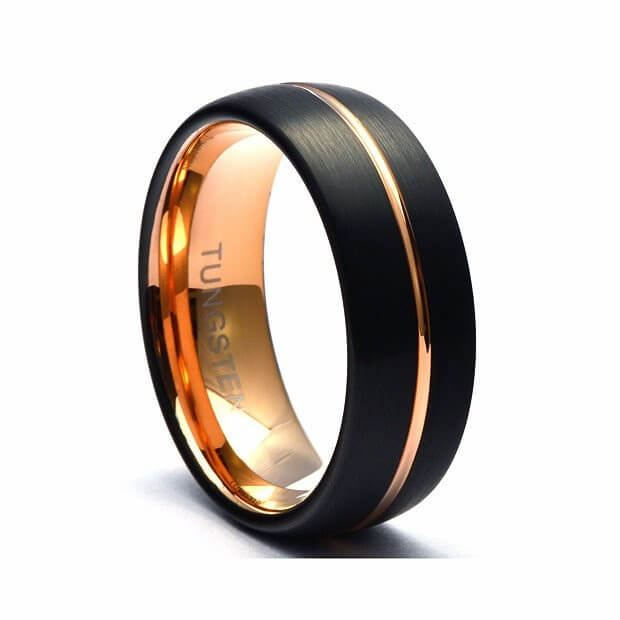 The Blackrose Black Men's Wedding Ring in Tungsten Rose