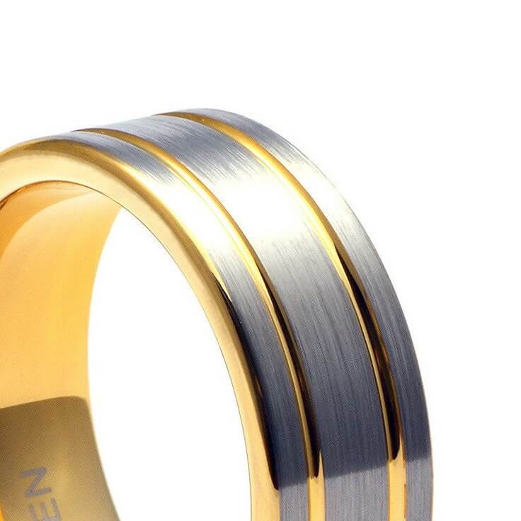 Gold Tungsten Ring, Wedding Band for Men, Ring for Men, Gold Tungsten Band, Mens Wedding Band, Tungsten Band, Gifts for Him