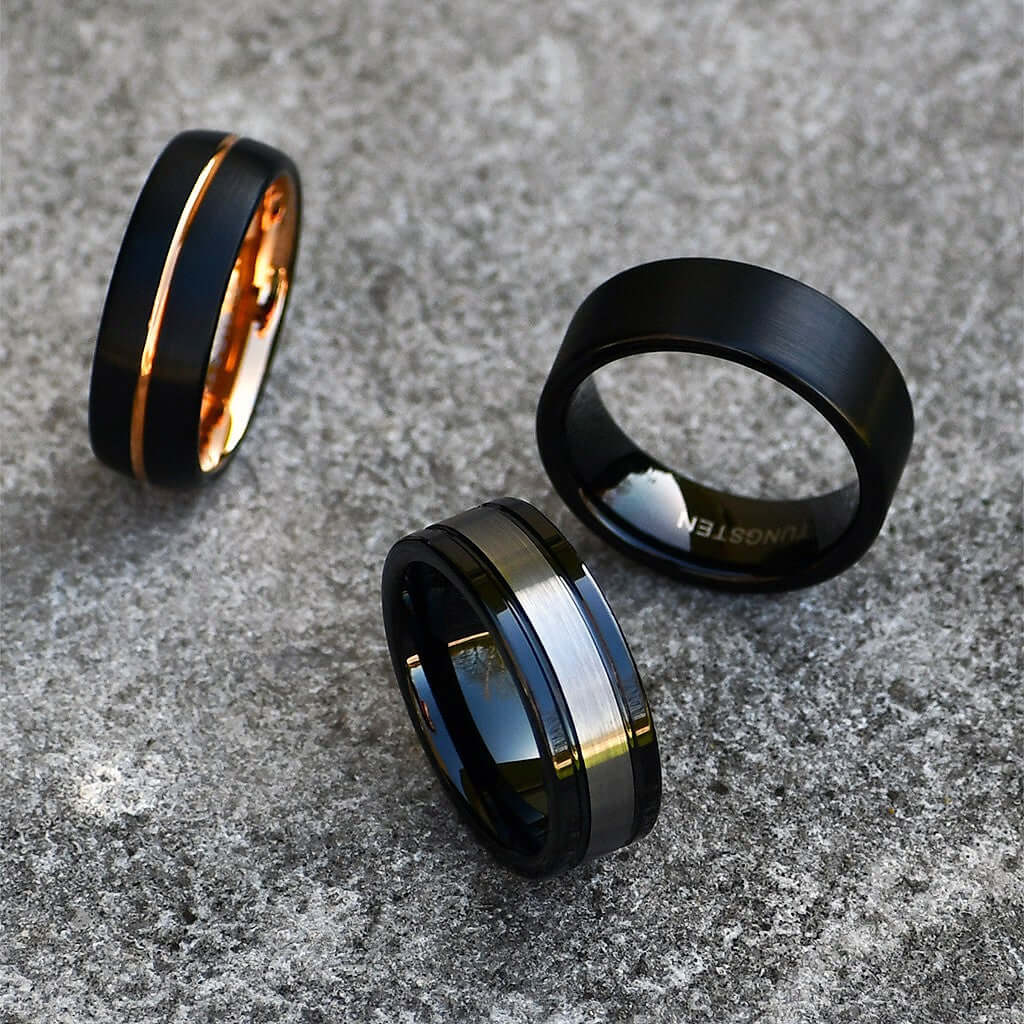 Mens Black Wedding Rings and Black Bands - Parie Jewelry