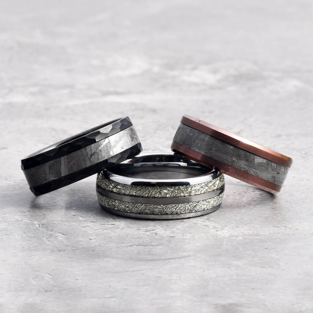 Mens Meteorite Wedding Bands and Rings - Parie Jewelry