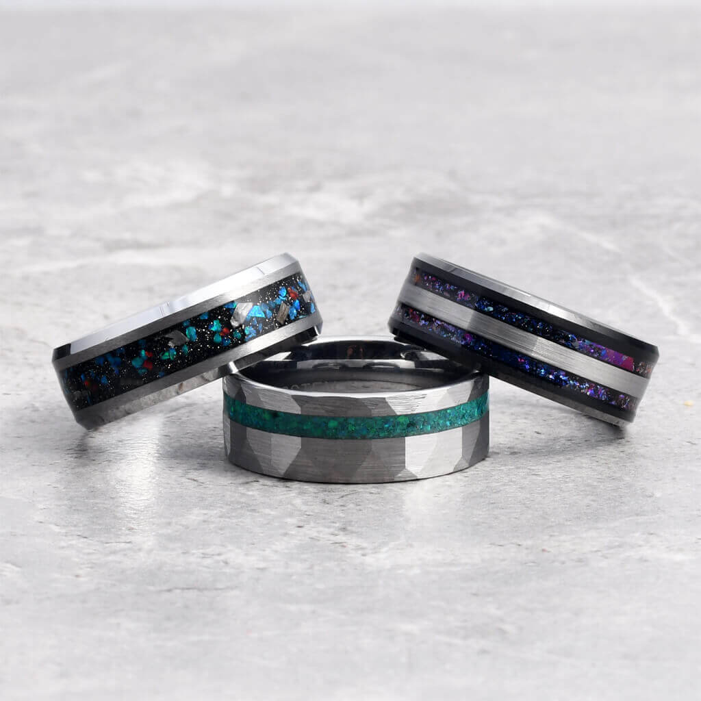 Mens Opal Wedding Bands and Rings - Parie Jewelry