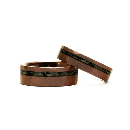 The Harry - Tungsten / Meteorite Men's Ring Brown & Hammered