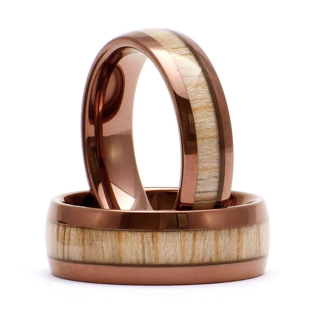 The Frank - Tungsten / Wood Men's Wedding Band Brown & Dome