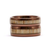 Thumbnail for The Frank - Tungsten / Wood Men's Wedding Band Brown & Dome