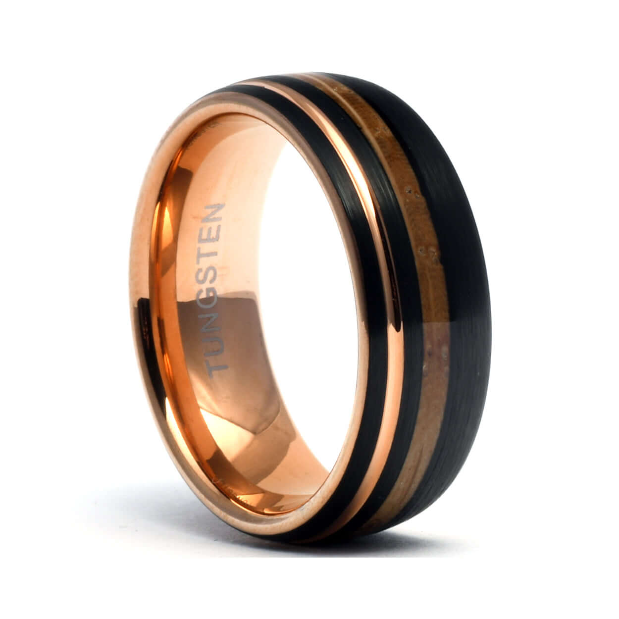 The Jasper - Tungsten Mens Wedding Band with Whiskey Barrel Wood