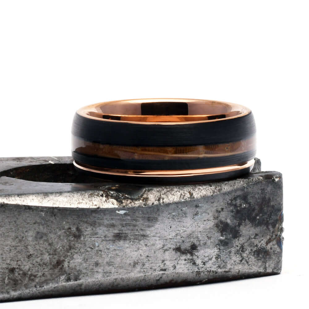 The Jasper - Tungsten Mens Wedding Band with Whiskey Barrel Wood