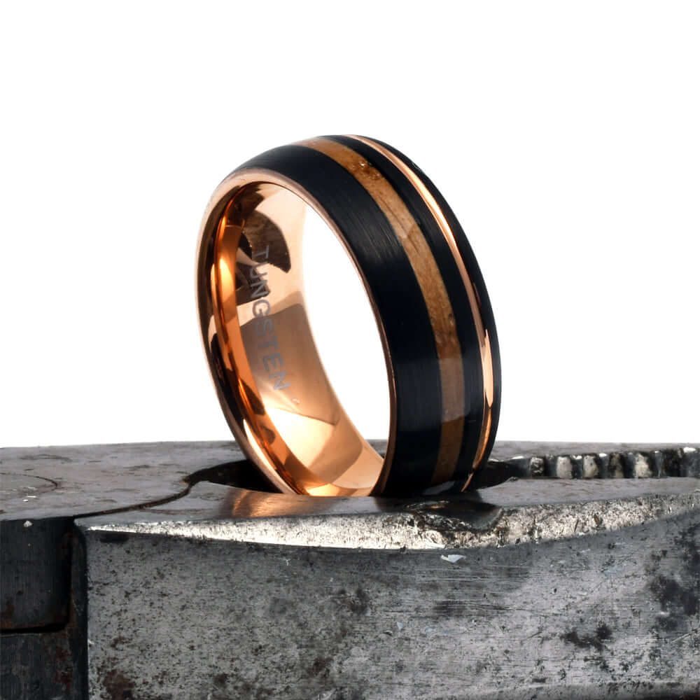 The Jasper - Tungsten Mens Wedding Band with Whiskey Barrel Wood