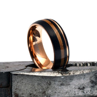 Thumbnail for The Jasper - Tungsten Mens Wedding Band with Whiskey Barrel Wood