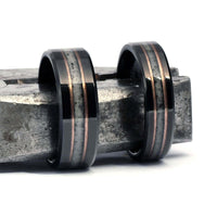 Thumbnail for The Hamoa - Black Tungsten Carbide Ring w/ Hawaiian Beach Sand