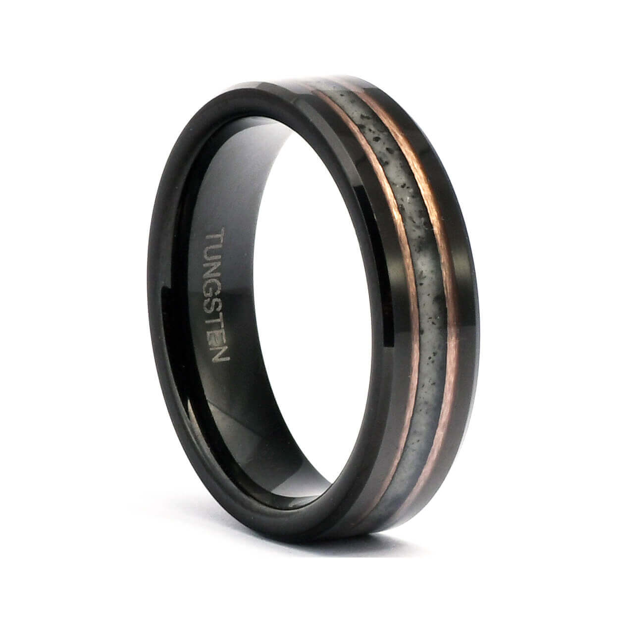 The Hamoa - Black Tungsten Carbide Ring w/ Hawaiian Beach Sand