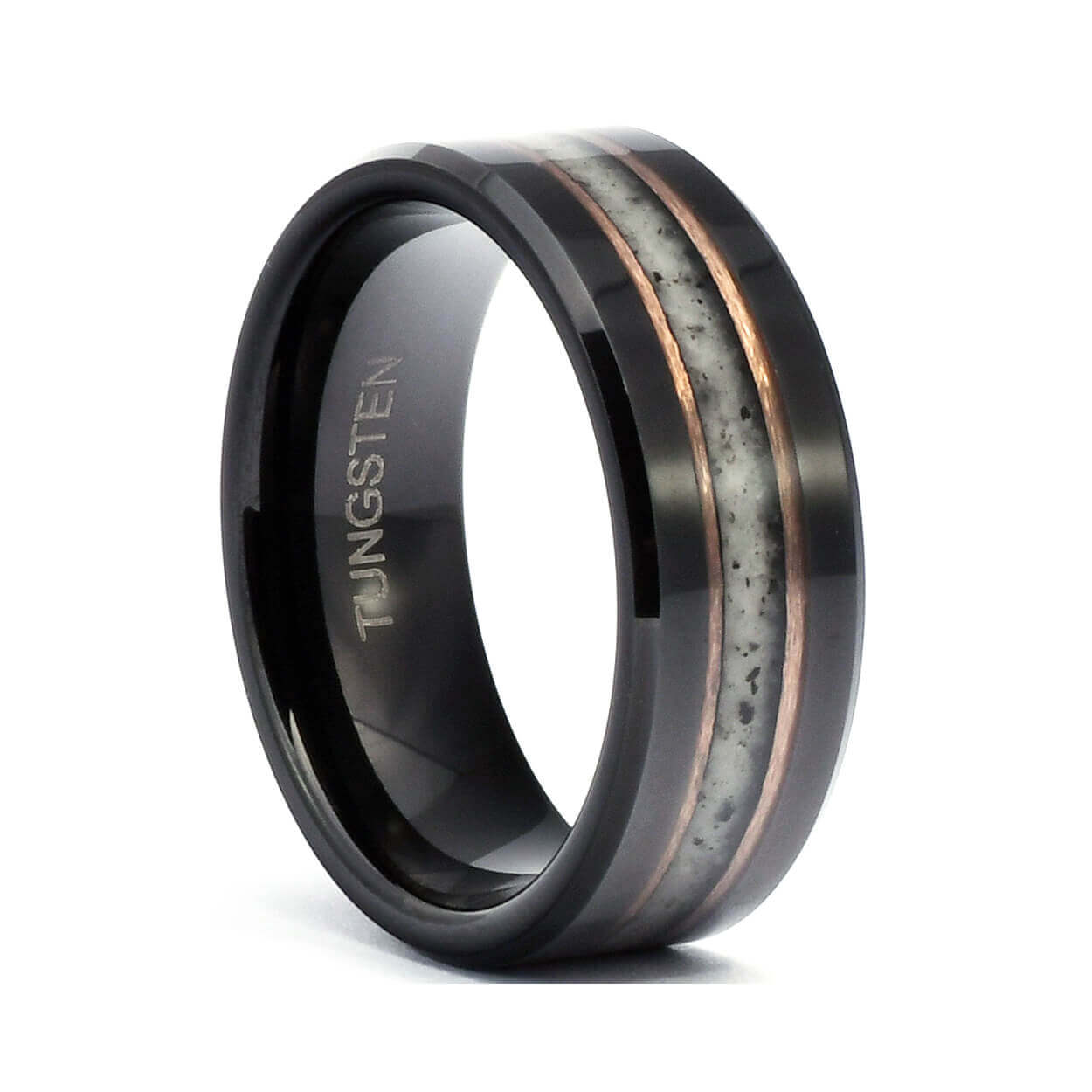 The Hamoa - Black Tungsten Carbide Ring w/ Hawaiian Beach Sand - Parie Jewelry