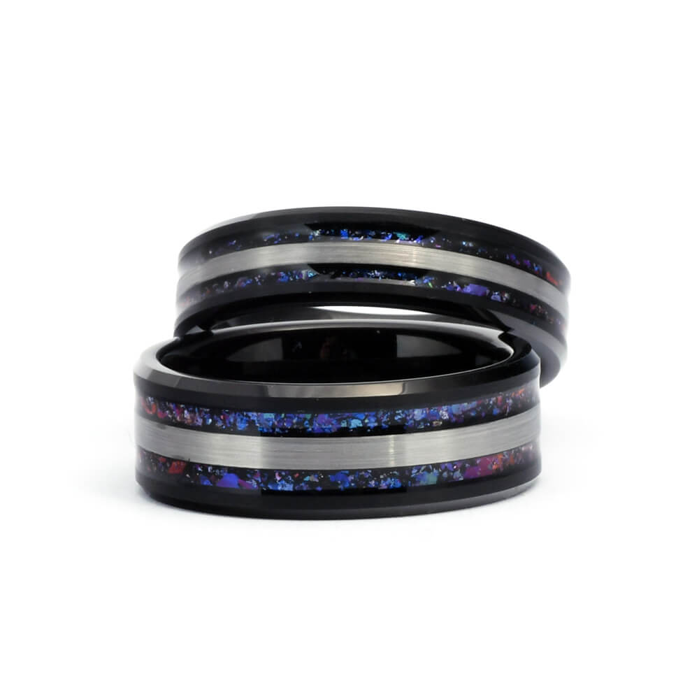The Gor - Opal Tungsten Men's Wedding Band Nebula Ring