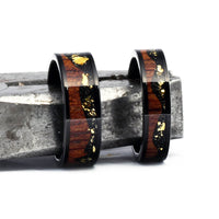 Thumbnail for The Zen - Tungsten Koa Wood Men's Wedding Ring Crushed Gold