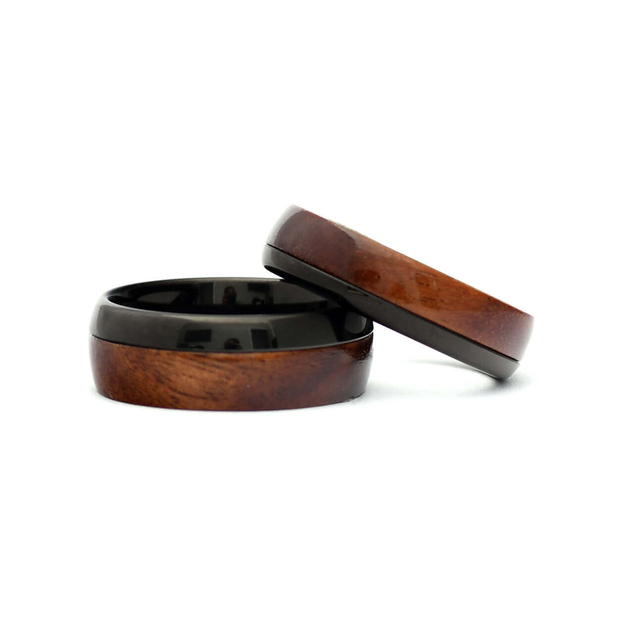 The Gal - Koa Wood Tungsten Wedding Band Black / Dome