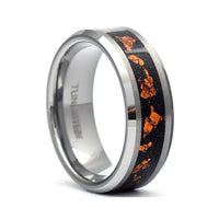 Thumbnail for The Mike - Tungsten Men's Wedding Ring Fire Meteorite