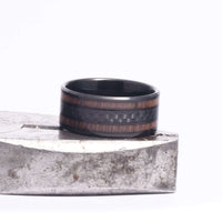 Thumbnail for The GT500 - 10mm Black Tungsten & Carbon Fiber Ring w/ Wood