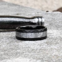 Thumbnail for The Cezar - Men's Wedding Ring Black Tungsten & Meteorite