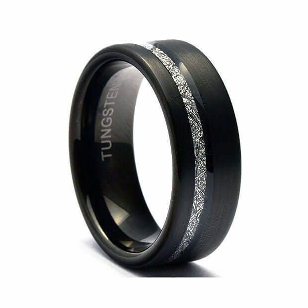 Meteorite Ring, Men's Tungsten Wedding Band, Tungsten Ring, Black Wedding Band, Tungsten Band, Tungsten Meteorite Band, Black Ring
