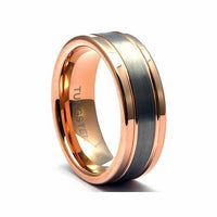 Thumbnail for Tungsten wedding ring men rose gold, Tungsten band brushed, Men's wedding band rose gold, Men's tungsten ring, Tungsten band, Mens ring