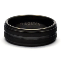 Thumbnail for Men's Wedding Band, Tungsten Ring for Men, Tungsten Band, Black Tungsten Wedding Ring, Black Ring, Tungsten, Engraved Ring, Fathers Day Gift