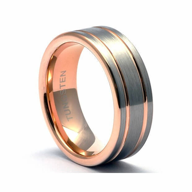 Tungsten wedding band rose gold, Tungsten ring, Tungsten mens wedding band men, Tungsten band, Tungsten, Wedding ring for men, Engraved Ring