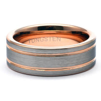 Thumbnail for Tungsten wedding band rose gold, Tungsten ring, Tungsten mens wedding band men, Tungsten band, Tungsten, Wedding ring for men, Engraved Ring
