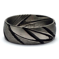 Thumbnail for Damascus Steel Wedding Band, Damascus Steel Ring - Unique Mens Wedding Band - Damascus Steel Black - 8mm Wide