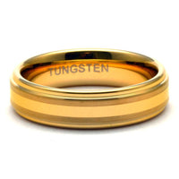Thumbnail for Tungsten wedding band women 6mm, Gold ring band, Tungsten Ring, Women tungsten ring, Gold wedding band tungsten, Women's band, Tungsten band