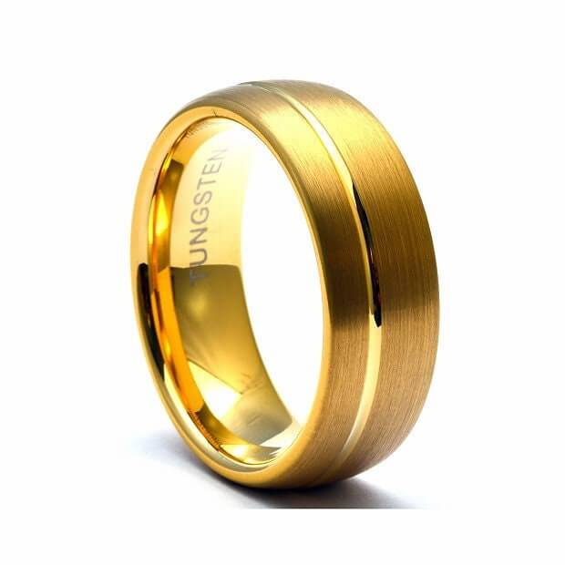 Gold Dome Ring, Tungsten Men's Wedding Band, Gold Wedding Band, Minimalist Ring, Gold Tungsten Ring, Tungsten Band, Dome Ring, Gold Band