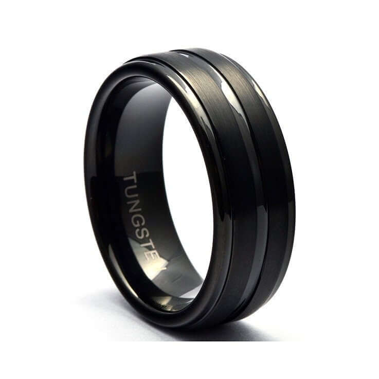 Men's Wedding Band, Tungsten Ring for Men, Tungsten Band, Black Tungsten Wedding Ring, Black Ring, Tungsten, Engraved Ring, Fathers Day Gift