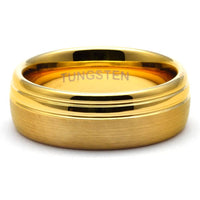Thumbnail for Wedding band gold women, Tungsten ring men, Mens wedding band gold tungsten, Tungsten carbide ring, Brushed gold mens wedding band