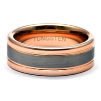 Thumbnail for Tungsten wedding ring men rose gold, Tungsten band brushed, Men's wedding band rose gold, Men's tungsten ring, Tungsten band, Mens ring