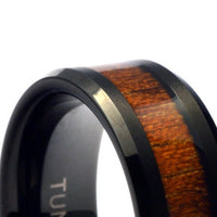 Thumbnail for Wood wedding band, Black tungsten ring, Wooden ring for men, Men's wedding band ring, tungsten band, Black wood mens ring, Black ring