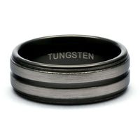 Thumbnail for Tungsten Wedding Band Men, Brushed Ring for Men, Tungsten Ring, Mens Wedding Band Tungsten, Tungsten Carbide Ring, Black Wedding Band