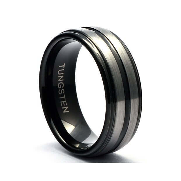 Tungsten Wedding Band Men, Brushed Ring for Men, Tungsten Ring, Mens Wedding Band Tungsten, Tungsten Carbide Ring, Black Wedding Band