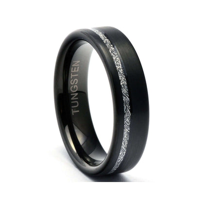 Meteorite Ring, Men's Tungsten Wedding Band, Tungsten Ring, Black Wedding Band, Tungsten Band, Tungsten Meteorite Band, Black Ring