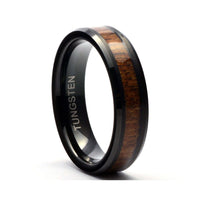 Thumbnail for Wood wedding band, Black tungsten ring, Wooden ring for men, Men's wedding band ring, tungsten band, Black wood mens ring, Black ring