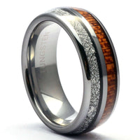 Thumbnail for Wood Meteorite Ring, Tungsten Mens Wedding Band, Tungsten Ring for Men, Wooden Wedding Ring, Tungsten Band, Meteorite Wood Ring, Mens Ring