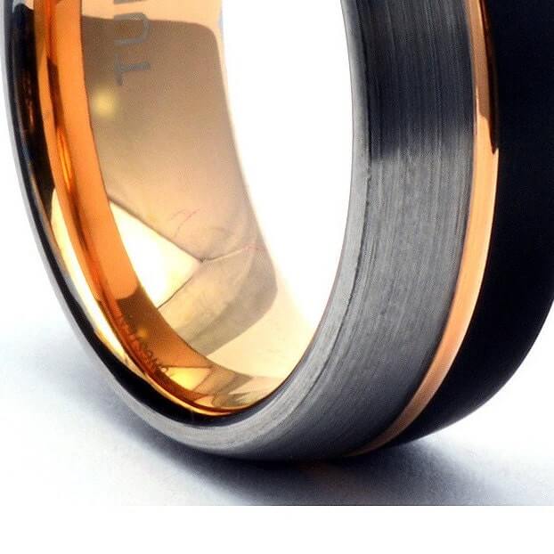 Tungsten Carbide Ring, Men's Wedding Band, Two Tone Ring, Men's Wedding Ring, Black Wedding Band, Tungsten Band, Men's Promise Ring