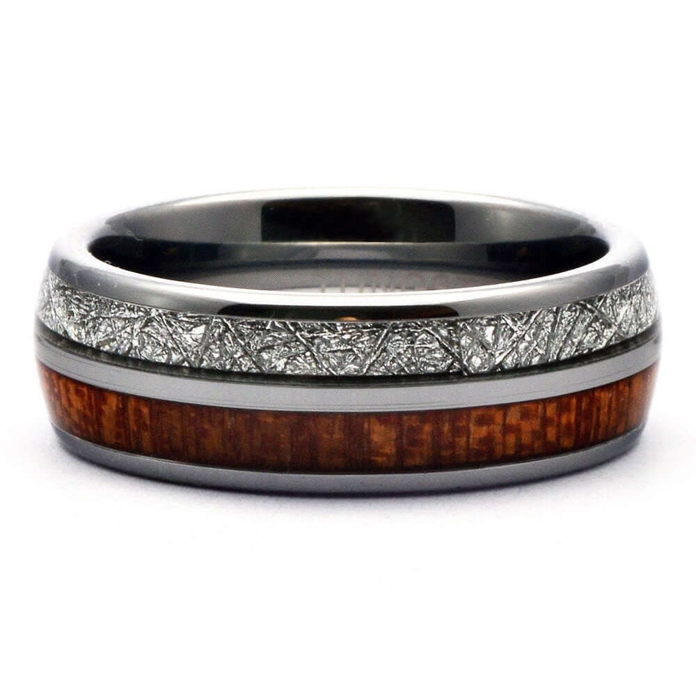 Wood Meteorite Ring, Tungsten Mens Wedding Band, Tungsten Ring for Men, Wooden Wedding Ring, Tungsten Band, Meteorite Wood Ring, Mens Ring
