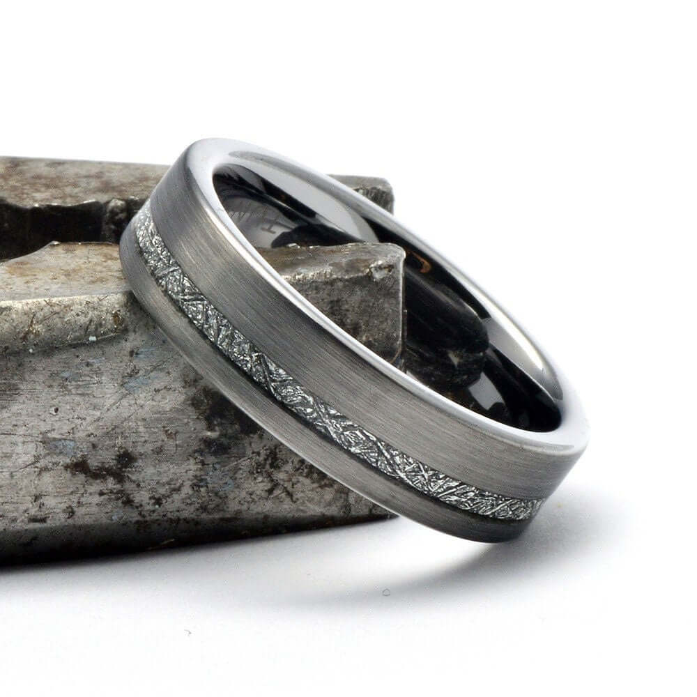 Tungsten Meteorite Ring, Mens Wedding Band, Tungsten Ring, Mens Wedding Ring, Tungsten Band, Meteorite Band Ring, Personalized Ring for Men