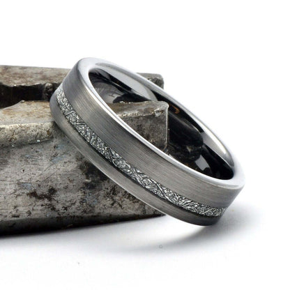 Tungsten Meteorite Ring, Mens Wedding Band, Tungsten Ring, Mens Wedding Ring, Tungsten Band, Meteorite Band Ring, Personalized Ring for Men