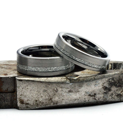 Tungsten Meteorite Ring, Mens Wedding Band, Tungsten Ring, Mens Wedding Ring, Tungsten Band, Meteorite Band Ring, Personalized Ring for Men