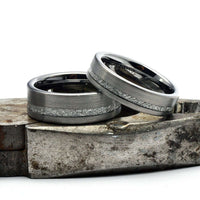 Thumbnail for Tungsten Meteorite Ring, Mens Wedding Band, Tungsten Ring, Mens Wedding Ring, Tungsten Band, Meteorite Band Ring, Personalized Ring for Men