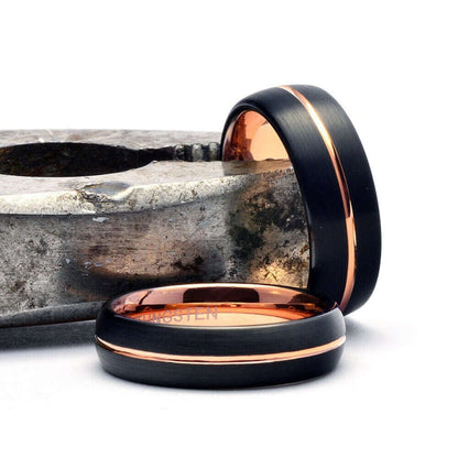Tungsten Ring, Men's Tungsten Wedding Band, Men's Black Wedding Band, Black Tungsten Ring, Rose Gold Tungsten Ring, Rose Gold Band, Black